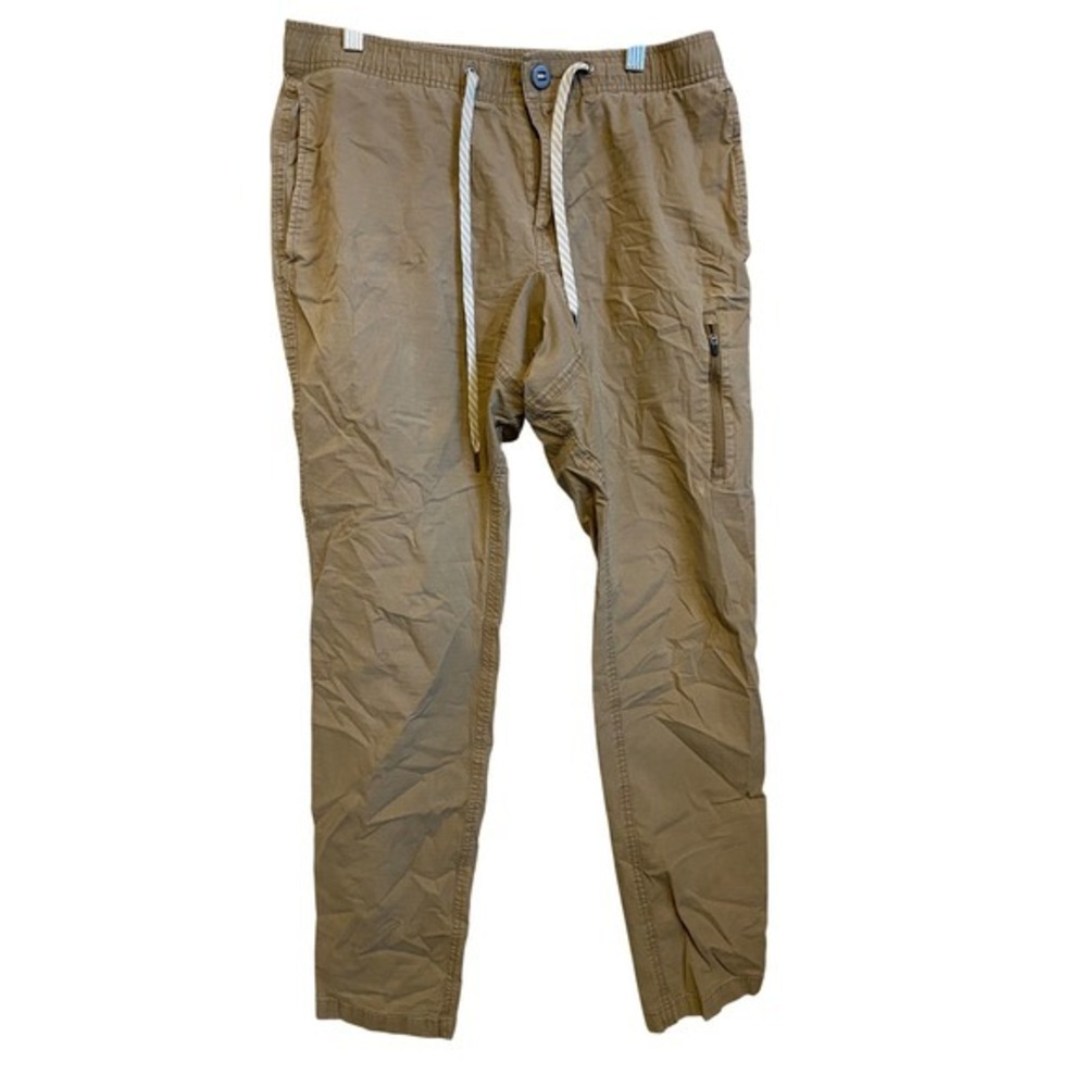 Vuori Ripstop Climber Pants Mens Medium Khaki Tan Organic Cotton V412 Drawstring